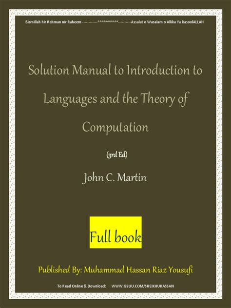 Introduction to languages and the theory of computation solutions manual. - Manual de instrucciones de uno roboto.