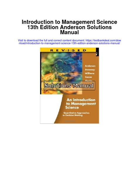 Introduction to management science 13th edition solutions manual. - Contribución al estudio de la concentración urbana en el perú.