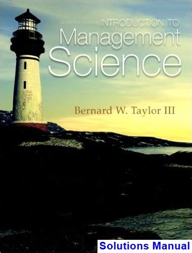 Introduction to management science solutions manual taylor. - Alger, la casbah et paul guion.