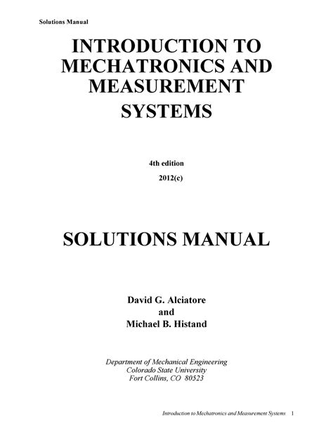 Introduction to mechatronics and measurement systems 4th ed solutions manual. - Installation manual for imperial efs 40 fryer.