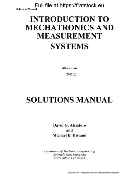 Introduction to mechatronics and measurement systems 4th edition solution manual. - Option entre la responsabilité contractuelle et la responsabilité délictuelle..