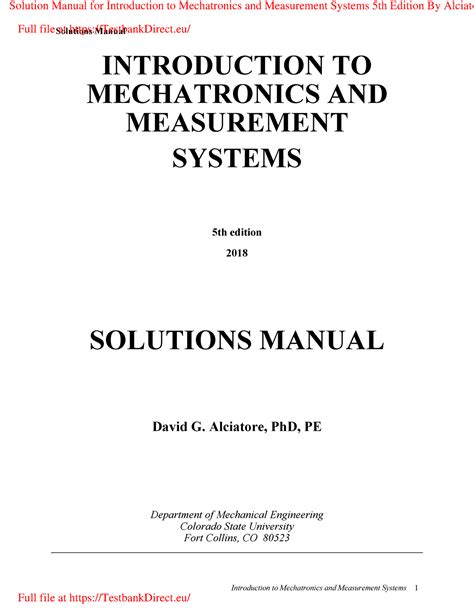 Introduction to mechatronics and measurement systems solution manual chapter 3. - Geologic time scale activity answer key.