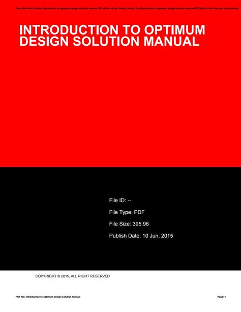 Introduction to optimum design solutions manual. - The god girl journey a 30 day guide to a deeper faith.