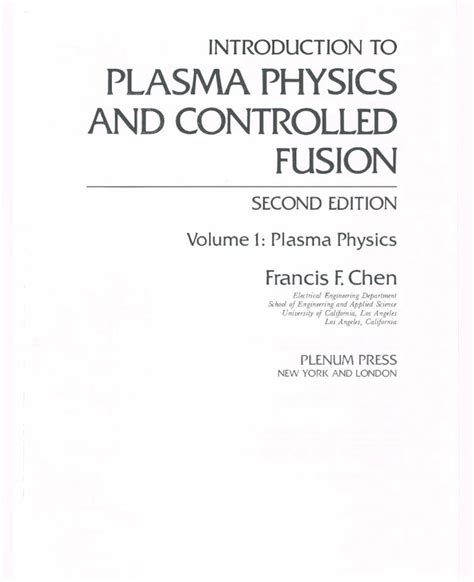 Introduction to plasma physics and controlled fusion solution manual. - La littérature de la bande dessinée.
