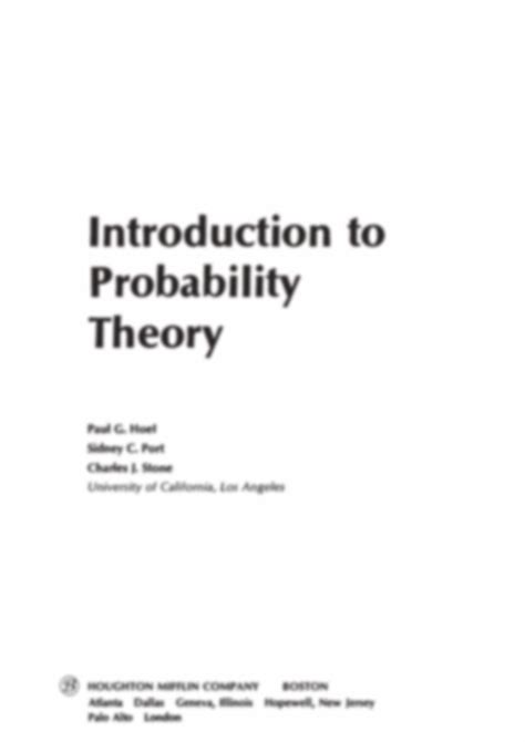 Introduction to probability theory hoel solutions manual. - Manuale di valutazione formativa per la classe degli insegnanti.