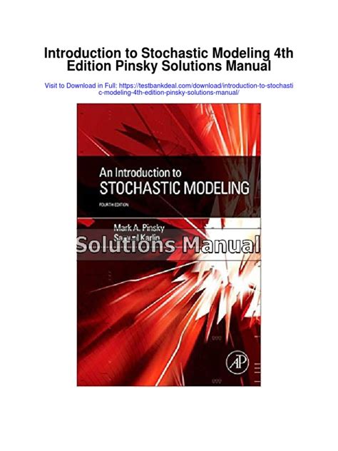 Introduction to stochastic modeling pinsky solutions manual. - Guide de survie en prepa hec.