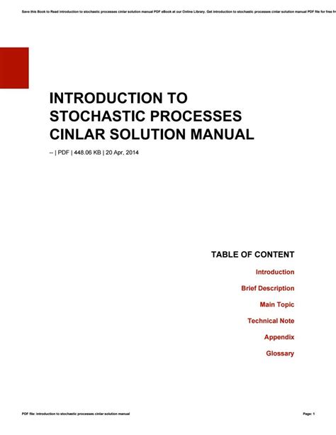 Introduction to stochastic processes cinlar solution manual. - Liste over let faglig laesning og haandboeger i klassen.