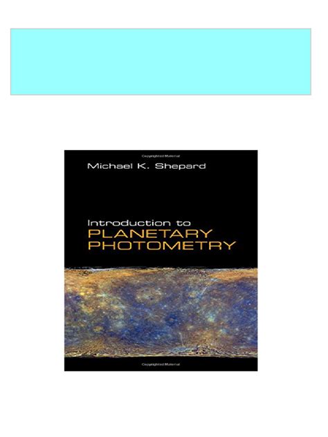 Read Online Introduction To Planetary Photometry By Michael K Shepard