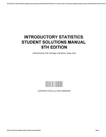 Introductory statistics student solutions manual 8th edition. - Fundamental of structural analysis solution manual leet.