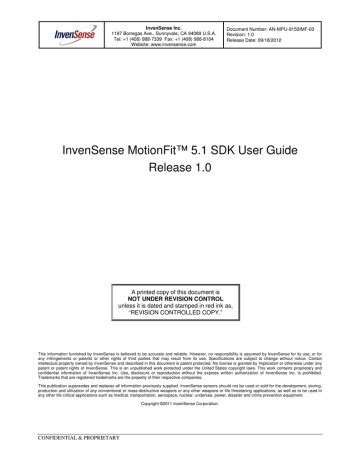 Invensense motionfit sdk quick start guide release 1 2 book. - Balboa hot tub model suv instruction manual.