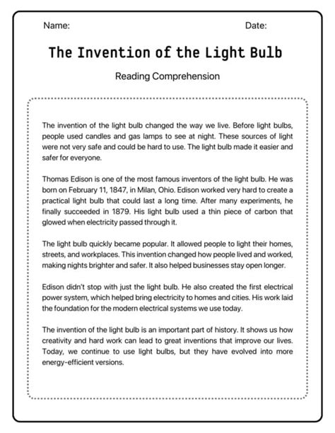 Invention Passages For Comprehension