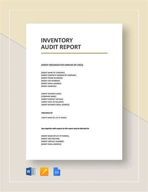Inventory Audit Report Template in Word, Apple Pages