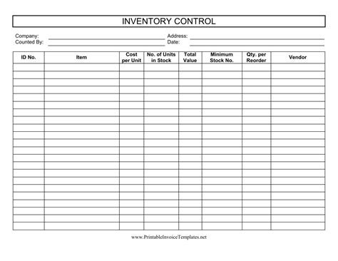 Inventory Control Template Download Printable PDF Templateroller