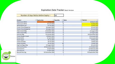 Inventory Expiration Date Tracking Excel Template