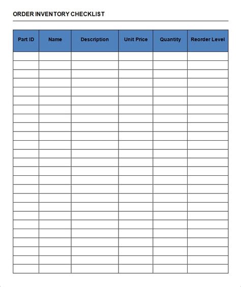 Inventory List Template For Word Excel And Pdf Format