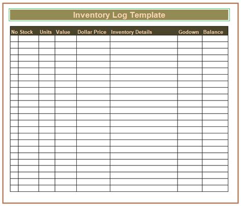 Inventory Log Template Excel Templates