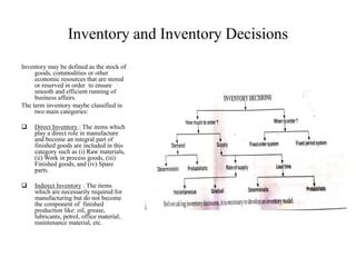 Inventory Production Theory