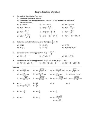 Inverse Functions Worksheet Answer Key —