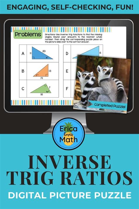 Inverse Trig Ratios Digital Picture Puzzle Activity Geometry