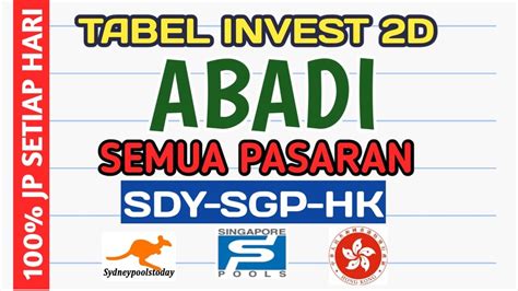 Invest 2d abadi semua pasaran 2020. Lagu.