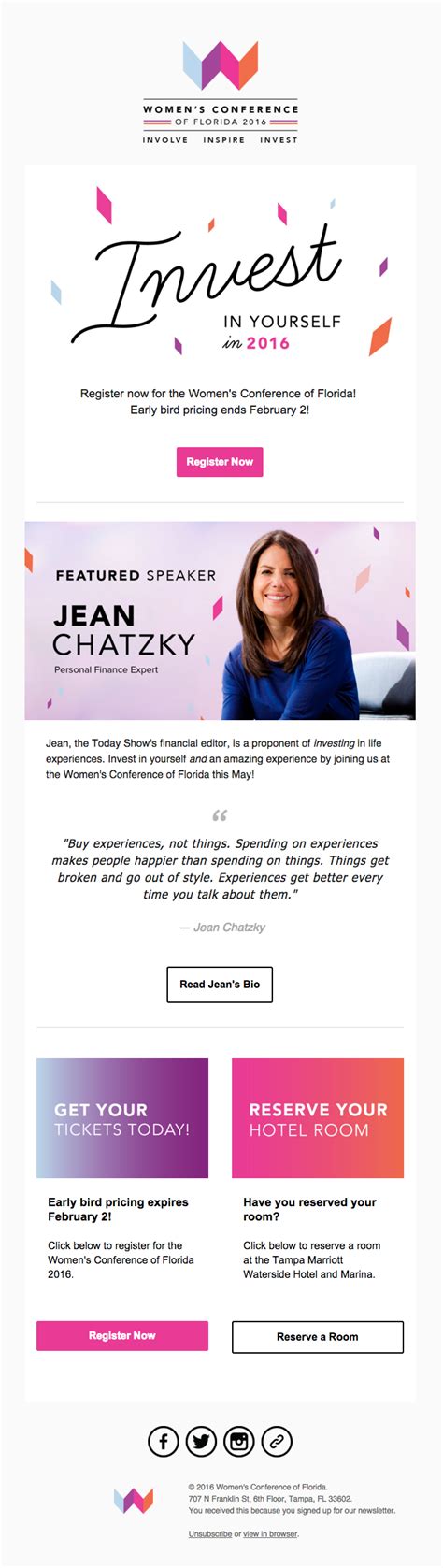 Invest in Yourself. See you in May! Really Good Emails Email