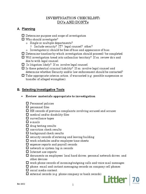 Investigation Checklist Witness Interview