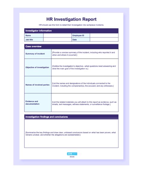 Investigation Meeting Questions Template