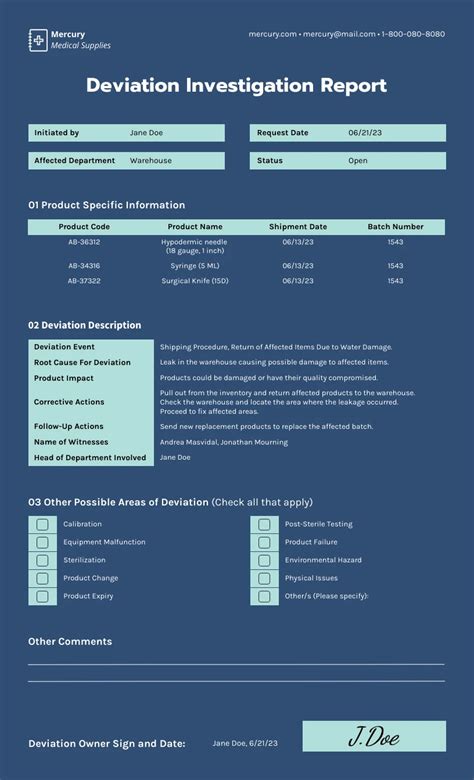Investigation Report Template Examples Incident Within Deviation Report