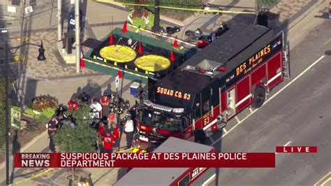 Investigation after suspicious package found outside Des Plaines Police Department