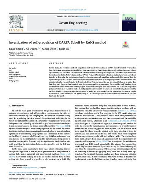 Investigation of self-propulsion of DARPA Suboff by RANS method