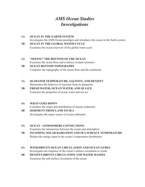 Investigations manual ams ocean studies answers. - Cset spanish subtest iv study guide.