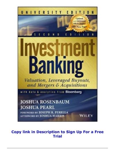 Download Investment Banking Valuation Leveraged Buyouts And Mergers  Acquisitions By Joshua Rosenbaum