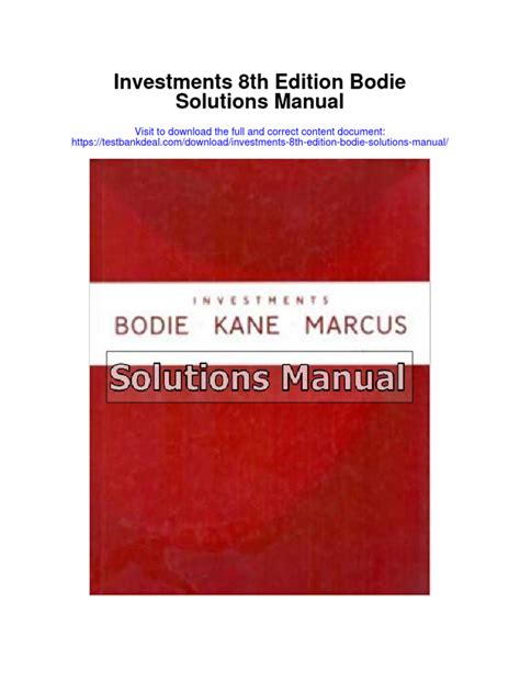 Investments bodie 8th edition solution manual. - Student activities manual 8th edition valette.