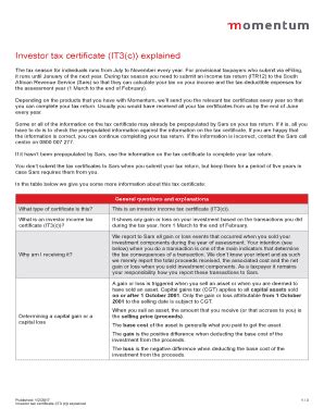 Investor tax certificate (IT3(c)) explained