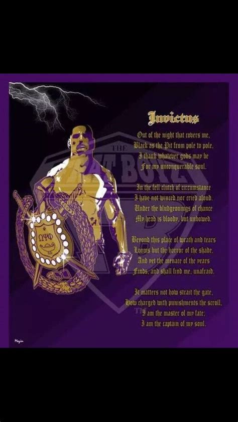 Invictus poem omega psi phi. In 1875, he wrote the "Invictus" poem from a hospital bed. I first learned the poem “Invictus “while going through my process to enter into the folds of Omega Psi Phi Fraternity. Since learning this poem in Spring 2001, it has become one of my all time favorites. During trying times, during hardships, I have learned to recite this poem. ... 