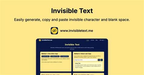 Invisible name copy paste.  Free online tool for invisible text copy and paste.  Copy and use in...