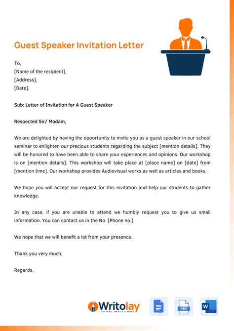 Invitation letter for keynote speaker.  don't have don't has doesn't has does...
