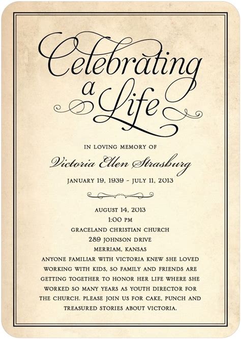 Celebration of Life Wording Examples. "Join us under the whispering oaks to celebrate the beautiful life of John Tyler, a true friend of nature." Nature inspired words suitable for a Tree Memorial Ceremony. "As the tides ebb and flow, so do the wonderful memories of Mary Smith. Gather with us by the sea to honor her adventurous spirit.". 
