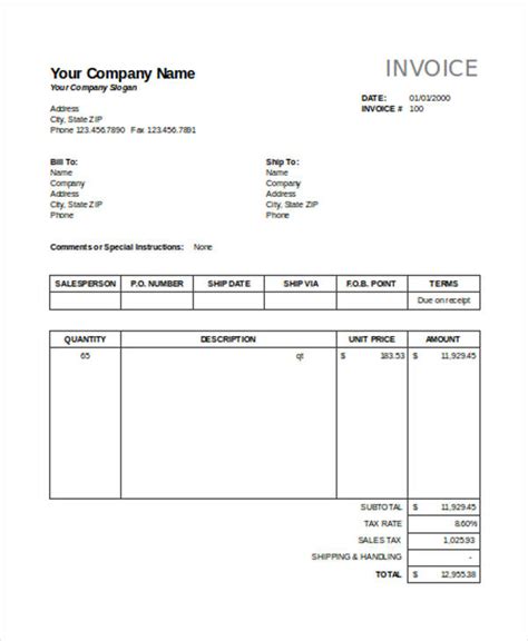 Invoice Examples in Excel 22+ Examples
