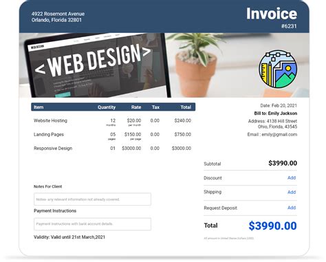 Invoice For Web Design Invoice Template Ideas