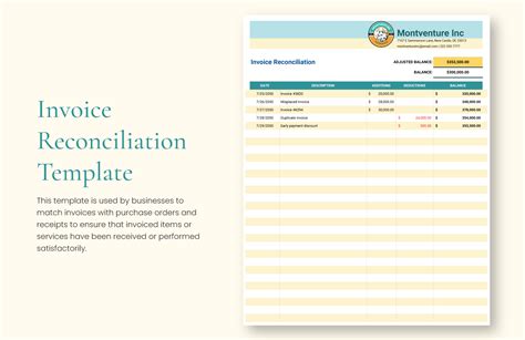 Invoice Reconciliation Template Excel