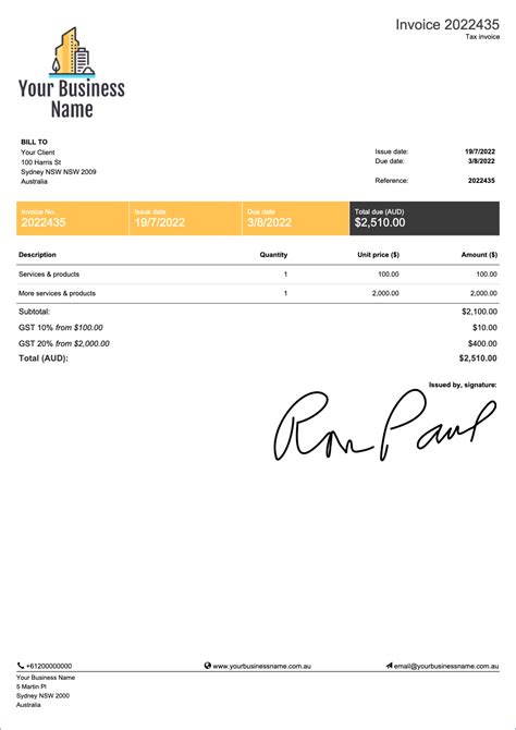 Invoice Template Australia Abn invoice example