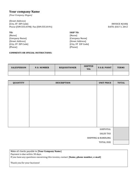 Invoice Template Doc invoice example