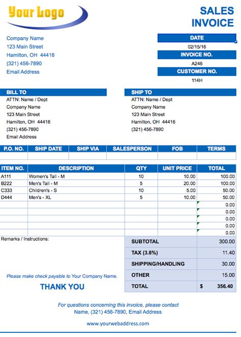 Invoice Template Excel 2010 invoice example
