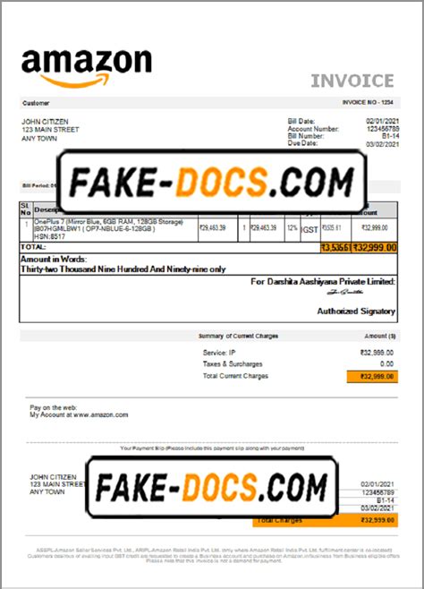 Invoice Template For Amazon