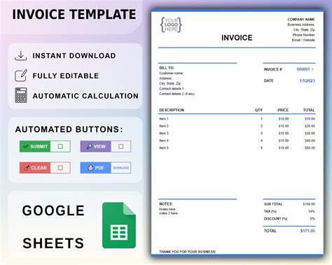 Invoice Template For Google Sheets