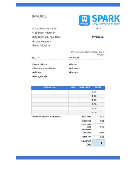 Invoice Template Google Docs Spark Invoice