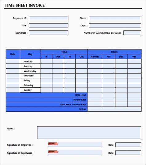 Invoice Timesheet Template Exce