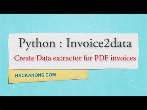 Invoice2data python tutorial.  The Innovation &hellip; Jul 23, 2020 · My aim is ...