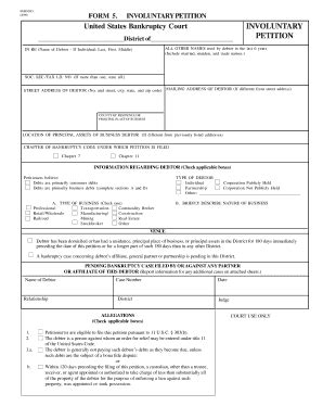 Involuntary Petition (Superseded) United States Courts